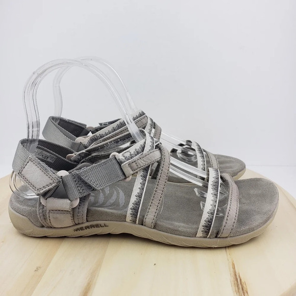 Women's Merrell Moon Sandals Sz 9 Gray Outdoor Performance Strappy Comfort Shoes - Picture 5 of 11